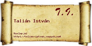 Talián István névjegykártya